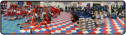 Pictures of air Compressors, sandblast cabinets, parts washers, work benches, compressor pumps in our showroom.